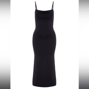 Good American Spaghetti Scuba Midi-Dress Black001